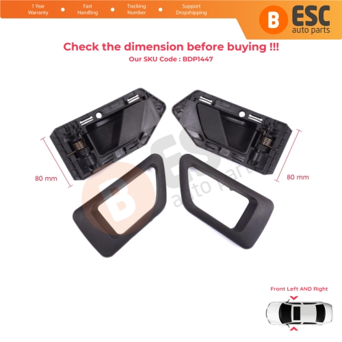 Front Left Right Interior Door Handle Opener Black for Citroen Berlingo MK1 1996-2011 Peugeot Partner MK1 1996-2015 914394 914395