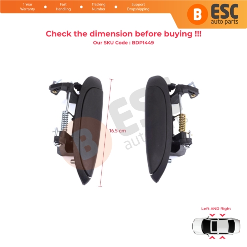 Exterior Door Handle Set for Renault Clio 2 Megane 1 Scenic 1 Symbol Thalia Logan Platina Lada Largus