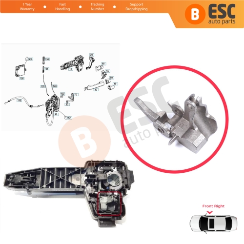 Front Right Exterior Door Handle Bracket Bearing Repair Clips For Mercedes Vito W447 V Class Metris 2014-On A4477600634