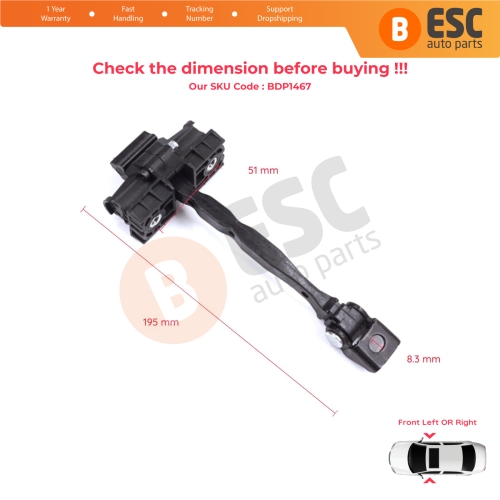 2 Pieces Front Door Stop Check Assy Limiter Strap for Skoda Octavia MK3 III A7 5E 5E3 5E5 2012-2021 5E0837249
