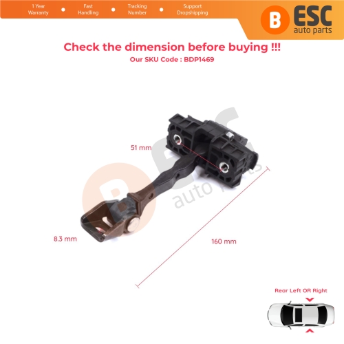 2 Pieces Rear Door Stop Check Assy Limiter Strap for Skoda Roomster 5J 5J7 2006-2015 Praktik 5J0839249C