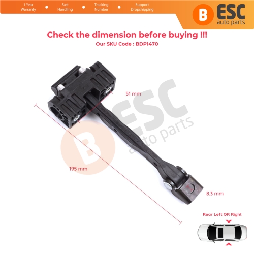 2 Pieces Rear Door Stop Check Assy Limiter Strap for Skoda Kodiaq MK1 I NS7 NV7 NS6 2016-2024 565839249
