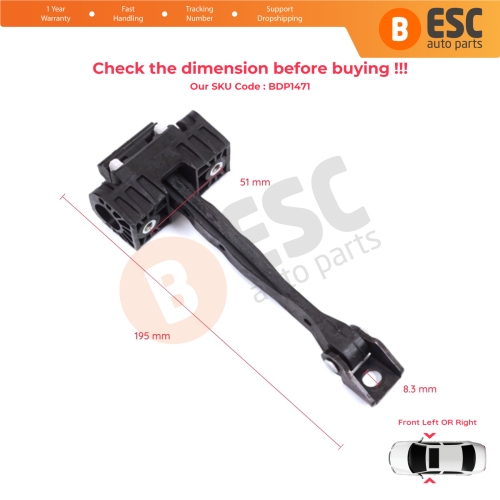 2 Pieces Front Door Stop Check Assy Limiter Strap for Skoda Kodiaq MK1 I NS7 NV7 NS6 2016-2024 565837249