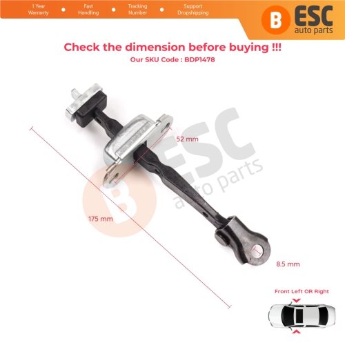 2 Pieces Front Door Stop Check Assy Limiter Strap for Honda Civic MK8 VIII 2005-2013 HB FN FK Sedan FD FA 72340SNLT01