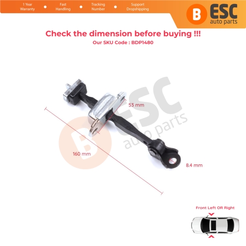 2 Pieces Front Door Stop Check Assy Limiter Strap for Honda Civic MK9 IX 2011-2016 HB Tourer FK Sedan FB FG 72380TV0E01