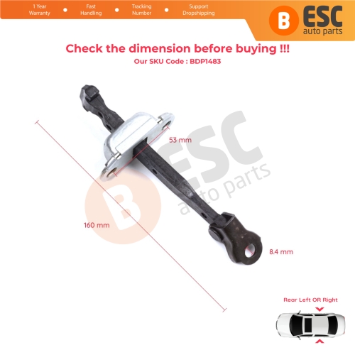 2 Pieces Rear Door Stop Check Assy Limiter Strap for Honda Civic MK10 X 2016-2021 Insight MK3 III ZE4 72840TBAA01