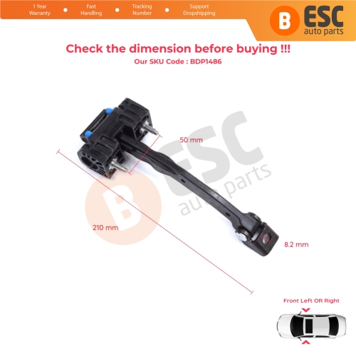 2 Pieces Front Door Stop Check Assy Limiter Strap for Mercedes Sprinter MK3 III 907 910 VS30 2018-On A9107201700