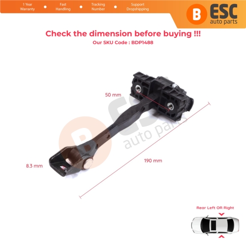 2 Pieces Rear Door Stop Check Assy Limiter Strap for Audi A1 8X 8X1 8XK 8XA 8XF 2010-2019 Hatchback Sportback 8X4839249C