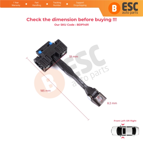 2 Pieces Front Door Stop Check Assy Limiter Strap for Audi A3 MK3 8V 8VA 8VF 2012- 2021 5-Door Sportback S3 RS3 8V4837249A