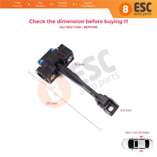 2 Pieces Rear Door Stop Check Assy Limiter Strap for Audi A3 MK3 8V 8VA 8VF 2012- 2021 5-Door Sportback S3 RS3 8V4839249A