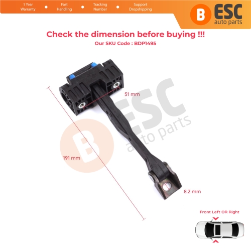 2 Pieces Front Door Stop Check Assy Limiter Strap for Audi A4 S4 B9 8W 8WH 8W5 8WD 8WJ 8W2 8WC 2015-On 8W0837249