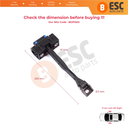 2 Pieces Front Door Stop Check Assy Limiter Strap for Audi Q2 SQ2 GAB GAG 2016-On 81A837249