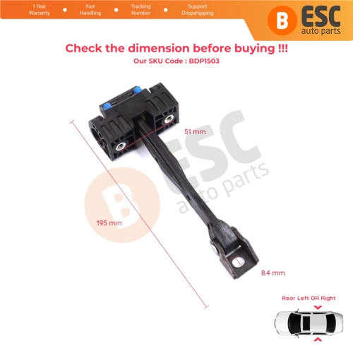 2 Pieces Rear Door Stop Check Assy Limiter Strap for Audi Q2 SQ2 GAB GAG 2016-On 81A839249
