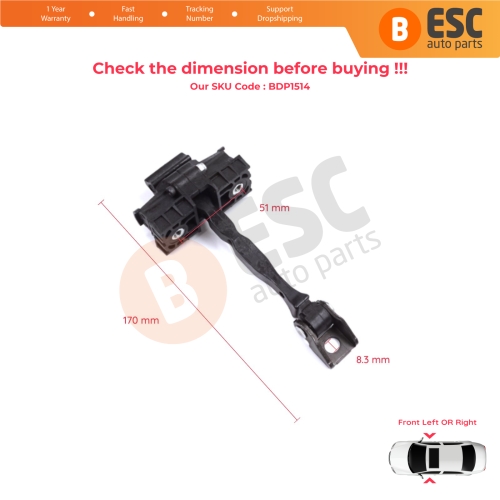 2 Pieces Front Door Stop Check Assy Limiter Strap for Seat Toledo MK4 KG Skoda Rapid 2012-2019 5JA837249E