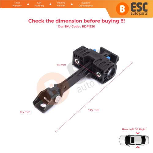 2 Pieces Rear Door Stop Check Assy Limiter Strap for Seat Ibiza MK4 IV 6J 6P ST 2008-2017 6J4839249B