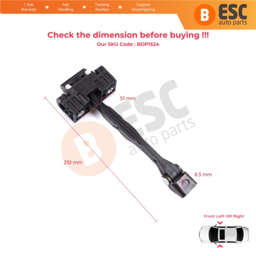 2 Pieces Front Door Stop Check Assy Limiter Strap for Skoda Karoq NU7 ND7 Seat Cupra Ateca KH 57A837203