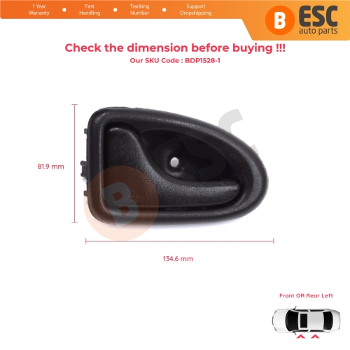 Inner Door Handle Left Black Rod Type for Renault Clio 2 Scenic Megane 1 Trafic Master 2 Mascott Logan 1 Movano Vivaro A Interstar Primastar 1 Daily 7700434716 