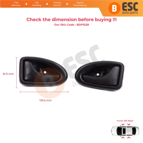 Inner Door Handle Right Left Black Rod Type for Renault Clio 2 Scenic Megane 1 Trafic Master 2 Mascott Logan 1 Movano Vivaro A Interstar Primastar 1 Daily 7700434716 7700434717