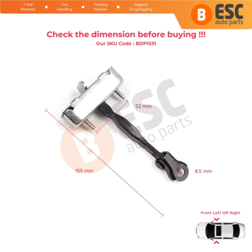2 Pieces Front Door Stop Check Assy Limiter Strap for Toyota Corolla E120 2000-2007 Verso MK1 2001-2004 68610-12170