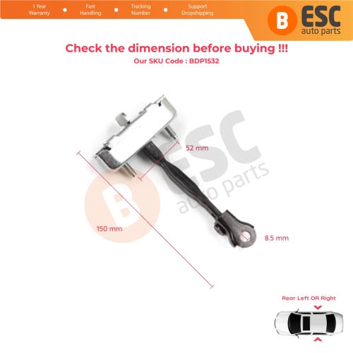 2 Pieces Rear Door Stop Check Assy Limiter Strap for Toyota Corolla E120 2000-2007 Verso MK1 2001-2004 Wish AE10 2003–2009 6863012090
