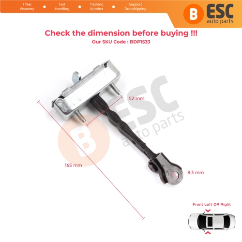 2 Pieces Front Door Stop Check Assy Limiter Strap for Toyota Corolla MK10 E15 2006-2013 6861002130