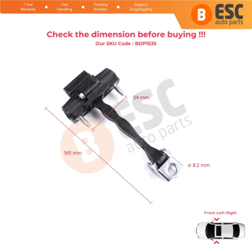 2 Pieces Front Door Stop Check Assy Limiter Strap for Fiat 500 E 332 Electric 52192408