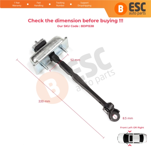 2 Pieces Front Door Stop Check Assy Limiter Strap for Renault Kangoo MK3 XFK FFK KFK 2021-On 804309303R