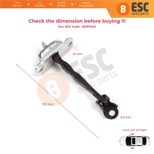 2 Pieces Front Door Stop Check Assy Limiter Strap for Hyundai Accent MK4 RB RC 2011-2018 4/5 Door 79380-0U000