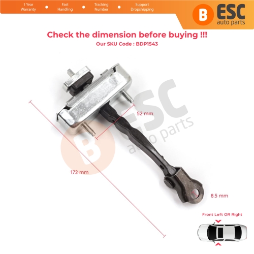 2 Pieces Front Door Stop Check Assy Limiter Strap for Toyota Avensis MK3 T27 T270 2009-2018 68610-05052