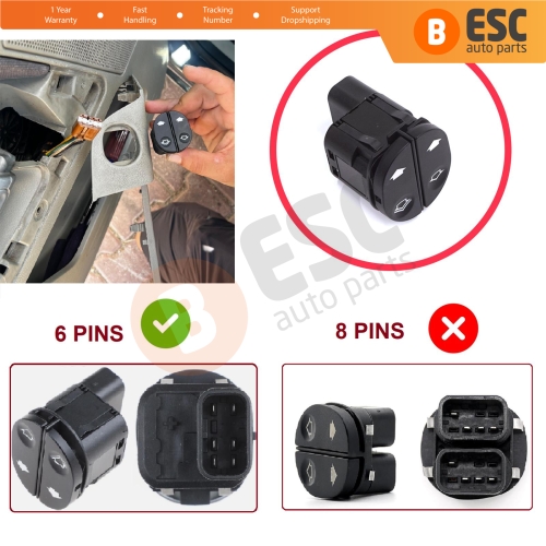 Window Regulator Switch Driver Door 6-Pin For Ford Fiesta MK5 JH JD Fusion JU Tourneo Connect MK1 Transit V347 V348 6S6T14529AB