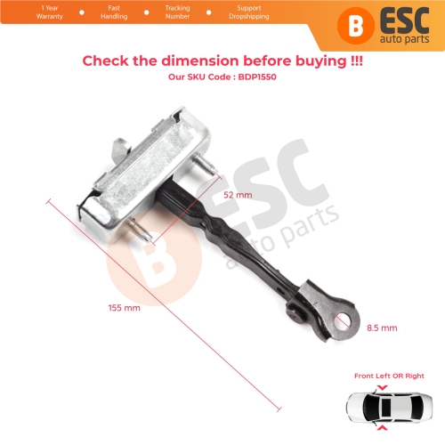 2 Pieces Front Door Stop Check Assy Limiter Strap for Toyota Auris MK1 E150 E15 2007-2012 68610-02111