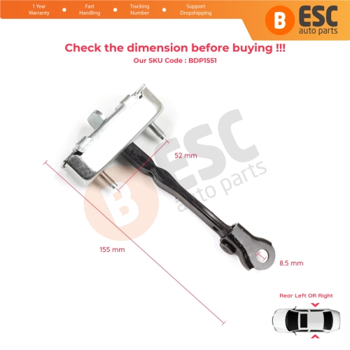 2 Pieces Rear Door Stop Check Assy Limiter Strap for Toyota Auris MK1 E150 E15 2007-2012 68630-02121