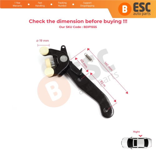 Right Side Rear Sliding Door Lower Roller Guide Hinge for VW Transporter T5 T6 Caravelle Multivan 2003-2024 7H0843398