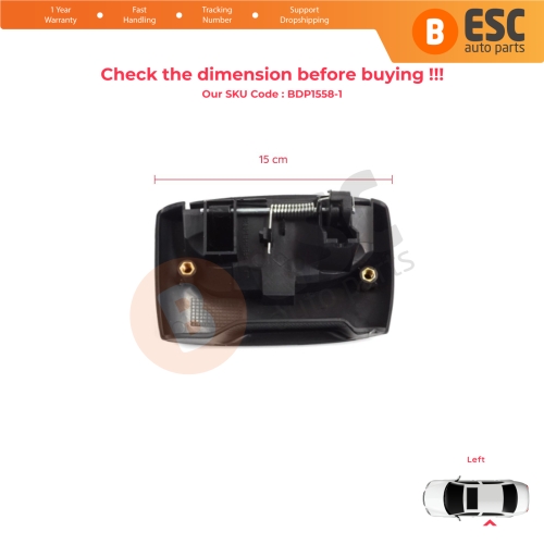 Left Side Sliding Door Exterior Opener Handle Black for Renault Kangoo KC Express FC Nissan Kubistar MK1 X76 8200107371