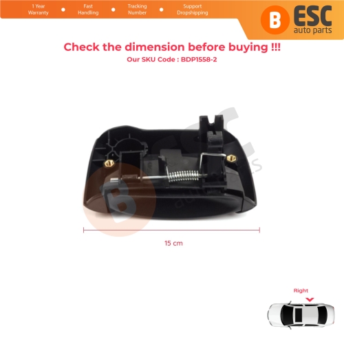 Right Side Sliding Door Exterior Opener Handle Black for Renault Kangoo KC Express FC Nissan Kubistar MK1 X76 8200107372