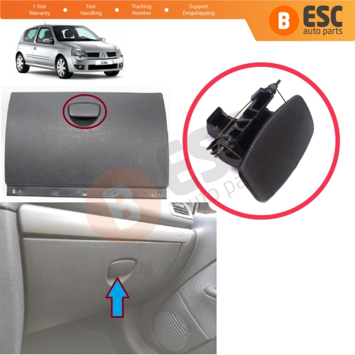 Glove Box Compartment Handle Opener Black for Renault Clio MK2 Phase 2 2001-2003 Symbol Thalia 2008-2012 681083300R 