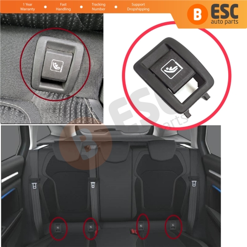 1 Piece Rear Child Seat Safety ISOFIX Slot Trim Cover Button For Renault Megane MK4 BFB B9A K9A 2015-On 4/5 Door 873E24846R