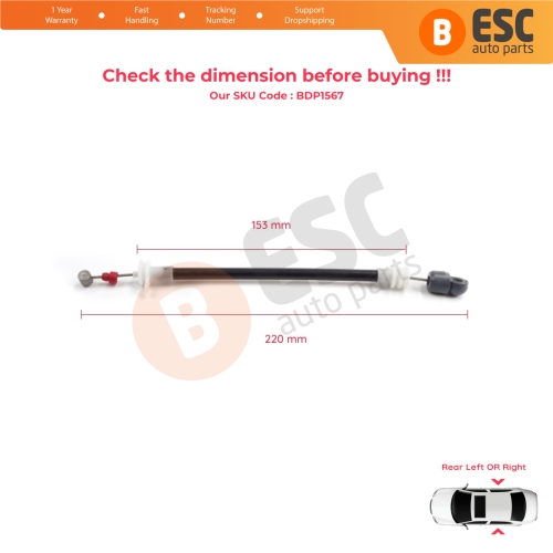 Rear Outer Door Handle Carrier Release Bowden Cable 220 mm For BMW X5 E53 2000-2006 51228243635 51228243636