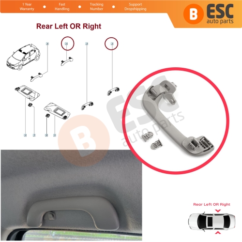 Rear Door Inner Roof Grab Handle Light Gray for Renault Megane 3 4 Scenic 3 Clio 4 Kadjar Captur  Master 3 Movano 739400011R