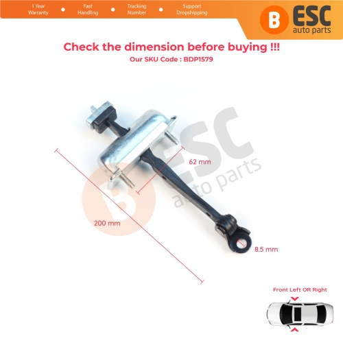 2 Pieces Front Door Stop Check Assy Limiter Strap for Jeep Cherokee MK5 KL 2014-2023 K68103030AD
