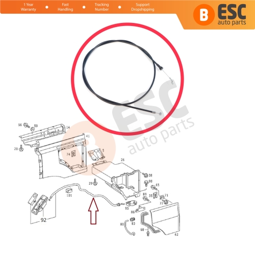 Stowage Box Toolbox Flap Opener Lock Cable for Mercedes Truck Axor Actros Kamaz 5490 9408900191