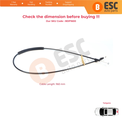 Tailgate Door Lock Handle Latch Bowden Long Cable for Renault Kangoo MK1 KC Express FC Nissan Kubistar X76 7700303592