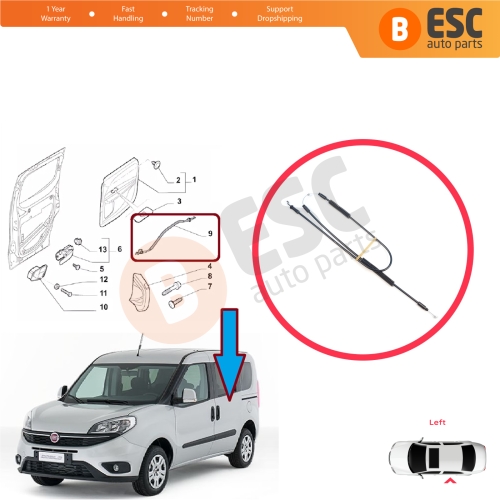 Left Side Sliding Door Outer Lock Release Cable for Fiat Doblo MK2 263 Opel Combo 51892698