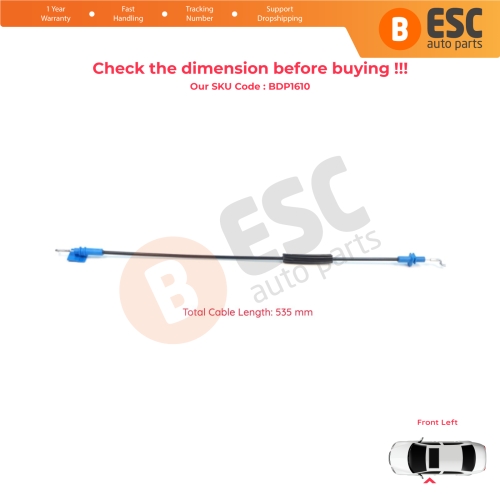 Front Left Door Inner Handle Lock Release Cable for Fiat Fiorino MK3 225 Qubo 2007-2016 Citroen Nemo Peugeot Bipper 2008–2017 1365222080