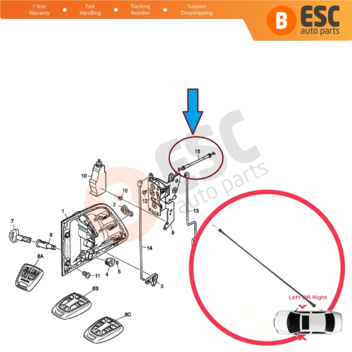 Front Cabin Door Handle Lock Release Cable for Scania Truck MK1 P G R T Series 2003-On 1498712