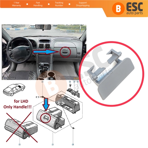 Glove Box Compartment Handle Opener Gray LHD for Renault Laguna MK1 1993–2002 7701206162