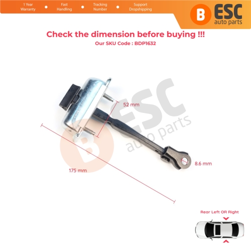 2 Pieces Rear Door Stop Check Assy Limiter Strap for Renault 5 E-Tech Alpine A290 2024-On 824308906R