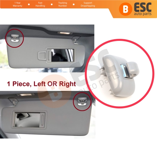 1 Piece Sun Visor Shade Holder Hook Clips Gray Color for Audi A1 A3 A4 B7 B8 B9 A5 A6 C6 Q2 Q3 Q5  TT Seat Exeo