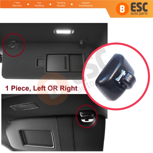 1 Piece Sun Visor Shade Holder Hook Clips Black Color for Audi A1 A3 A4 B7 B8 B9 A5 A6 C6 Q2 Q3 Q5 TT Seat Exeo