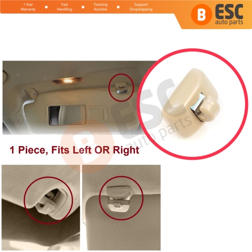 1 Piece Sun Visor Shade Holder Hook Clips Beige Color for Audi A1 A3 A4 B7 B8 B9 A5 A6 C6 Q2 Q3 Q5 TT Seat Exeo